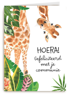 Hoera giraffe gefeliciteerd met je communie