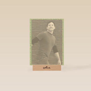 fotokaart staand groene rand met witte stippen