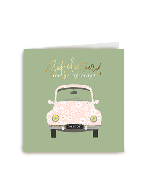 Kaart Hallmark | Rijbewijs | Rijbewijs Gefeliciteerd Auto Met Bloemen Kaart