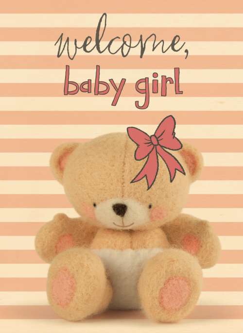 Houten Kaart Geboorte Felicitatie | Houten Kaart Hallmark | Geboorte Felicitatie | Welkom Klein Berenmeisje