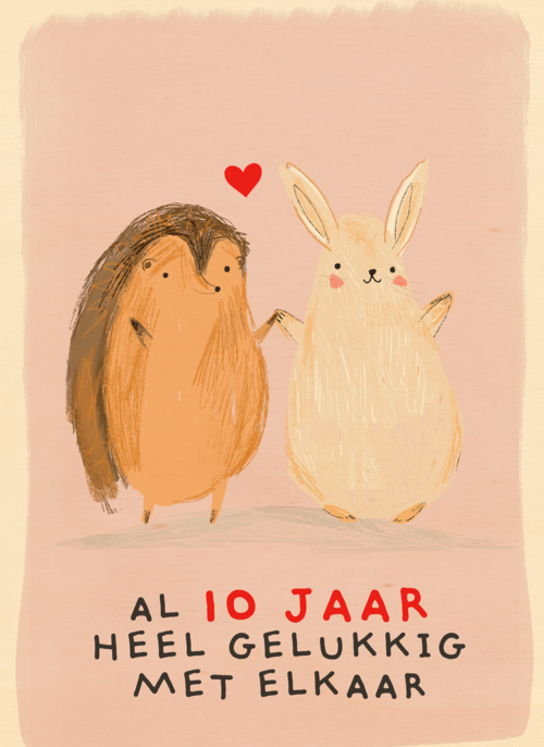 Houten Kaart Huwelijksjubileum | Houten Kaart Hallmark | Huwelijksjubileum | Al 10 Jaar Heel Gelukkig Met Elkaar