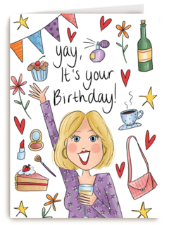 Verjaardagskaart vrouw Yay it is your birthday Matia Studio