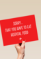 beterschapskaart grappig sorry for hospital food