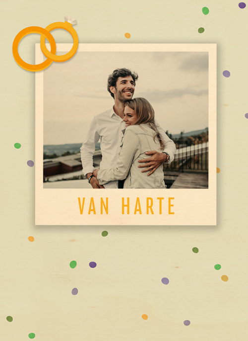 Houten Kaart Felicitatie Huwelijk | Houten Kaart Hallmark | Felicitatie Huwelijk | Trouwdag Fotokaart Stijlvol Van Harte