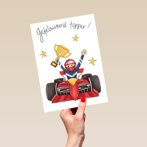 Matia studio raceauto gefeliciteerd topper