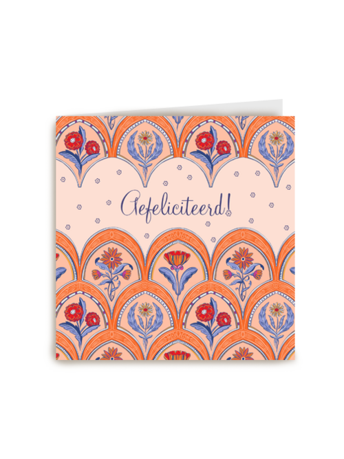 Felicitatie kaart tegeltje met bloemen