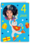 Feestende kat 4 jaar fotokaart
