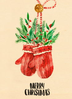 Kerstkaart klassiek handschoenen