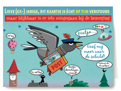 smile kaart verjaardag te laat oeps
