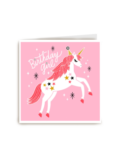 Verjaardagskaart tiener meisje Birthdaygirl met unicorn