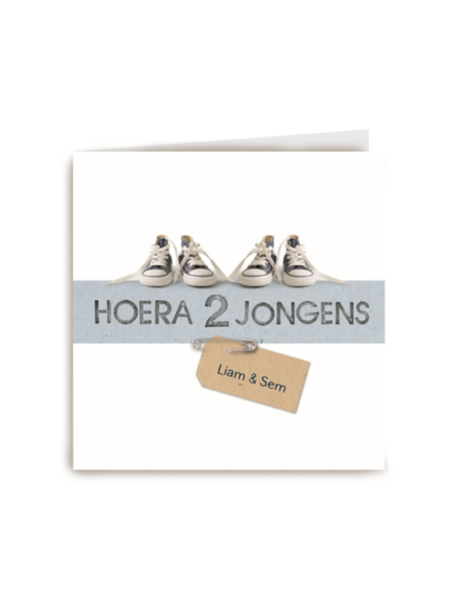 Kaart Hallmark | Geboorte Felicitatie | Hoera 2 Jongens