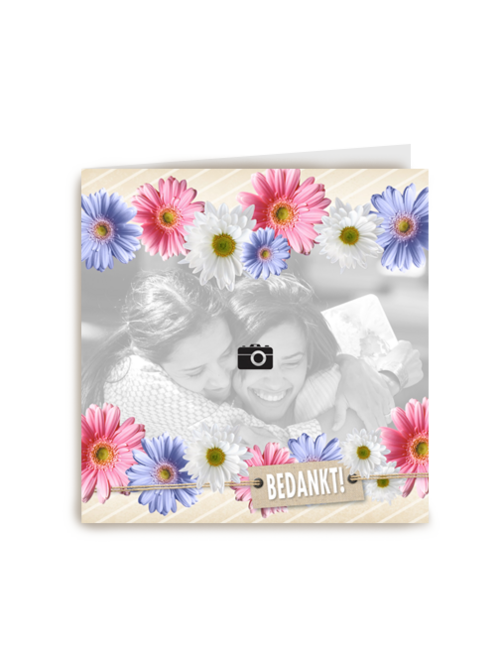fotokaart bedankt met gerbera