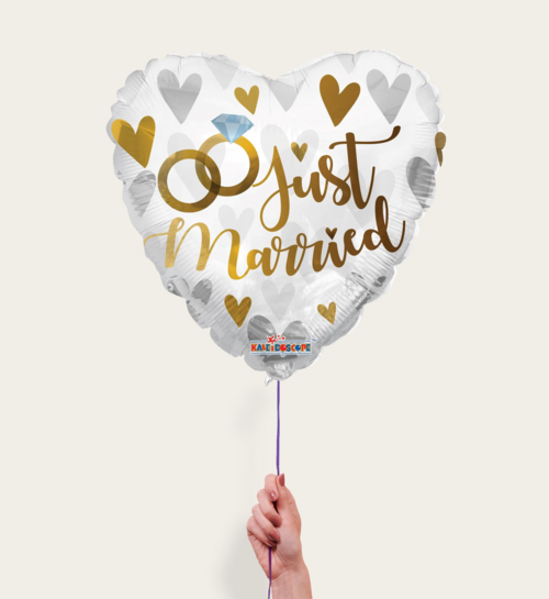  Ballon Hart Just Married Zilver Goud