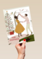 Kerstkaart dansen bij de kerstboom