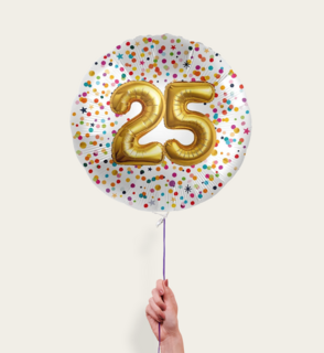 Ballon 25 jaar Confetti Goud 