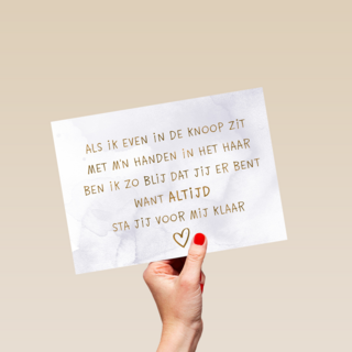 Valentijnskaart romantisch Altijd sta jij voor mij klaar