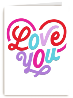 Valentijnskaart love you felle kleuren