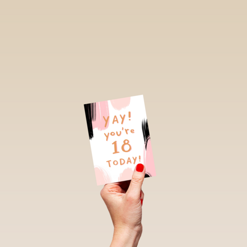 Verjaardagskaart jonge vrouw yay you are 18