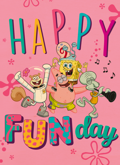Houten Kaart Verjaardagskaarten | Spongebob Happy Fun Day