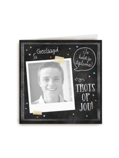 fotokaart geslaagd diploma trots