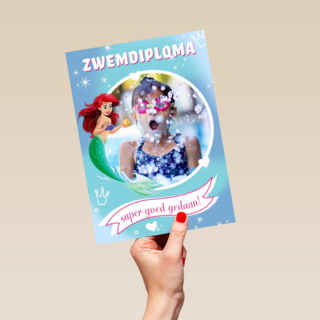 zwemdiploma fotokaart disney princes ariel