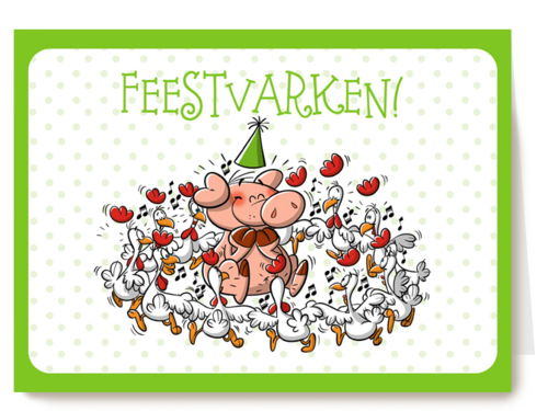 Verjaardagskaart Hallmark | Feestvarken Omringd Door Kippen