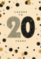 Verjaardagskaart leeftijden Cheers to 20 years wit en goud