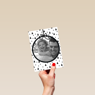 fotokaart met een kerstbal