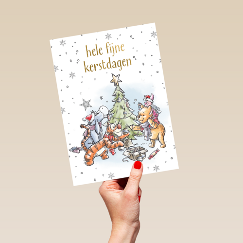 Kerstkaart Winnie de Poeh fijne kerstdagen