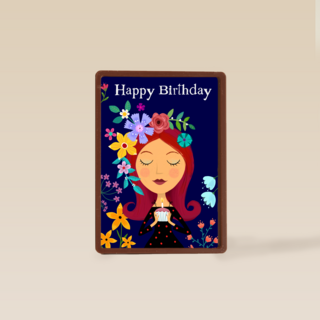 Verjaardagskaart Vrouw met bloemen in haar