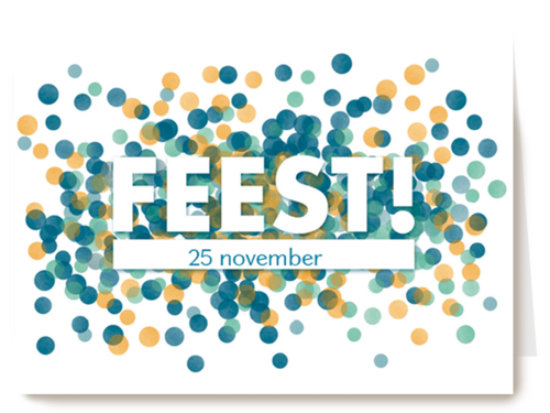uitnodiging feest blauwe confetti