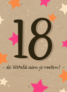 Verjaardagskaart 18 de wereld aan je voeten meisje vrouw