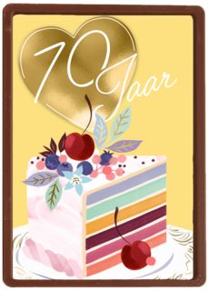 verjaardagskaart voor 70 jaar met cake