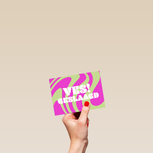 Geslaagd Yes swirl groen roze