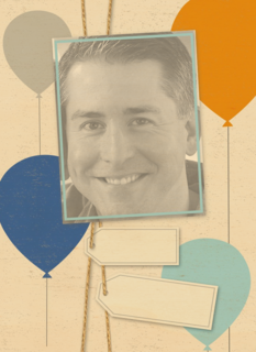 verjaardag met ballonnen en labels