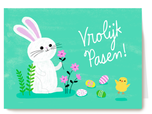 Vrolijk Pasen Konijn Kuiken