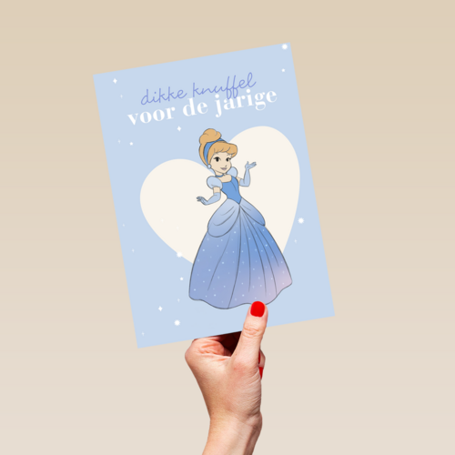prinses kaart disney dikke knuffel voor de jarige assepoester