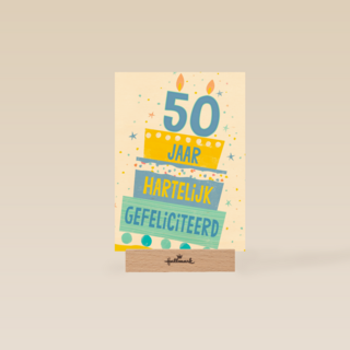 Verjaardagskaart leeftijden 50 jaar taart