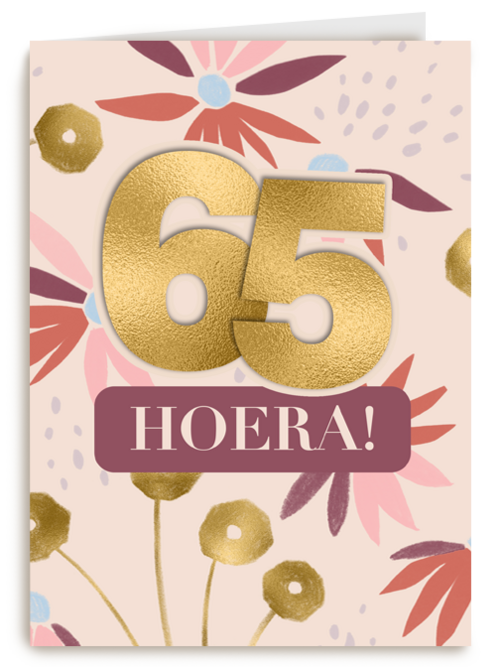 Verjaardagskaart bloemen 65 hoera
