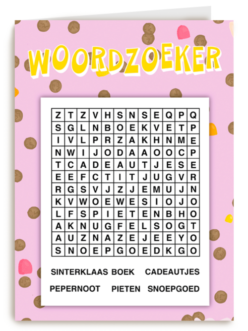 Sinterklaaskaart woordzoeker