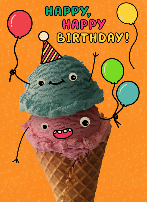 Houten Kaart Verjaardagskaarten | Verjaardagskaart Ijsje Happy Birthday