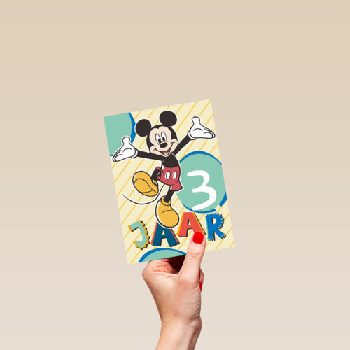 Blije Mickey Mouse verjaardagskaart