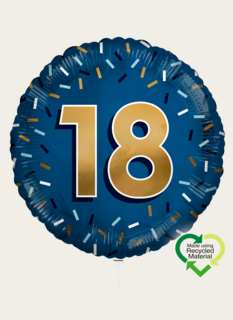 Ballon 18e Verjaardag Blauw Goud Eco