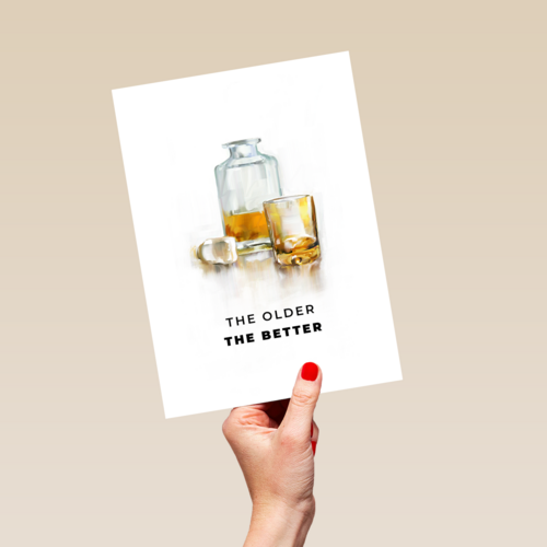 verjaardgskaart met whiskey the older the better