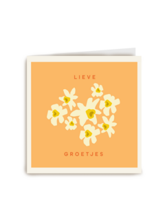 Lieve groetjes kaart met bloemen