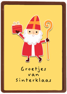 groetjes van sinterklaas met staf en kado