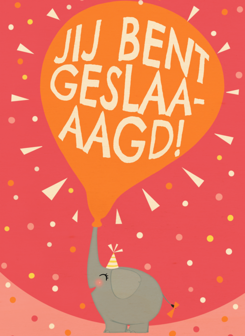 Houten Kaart Diploma | Hallmark | Houten Kaart Hallmark | Diploma | Olifant Jij Bent Geslaagd