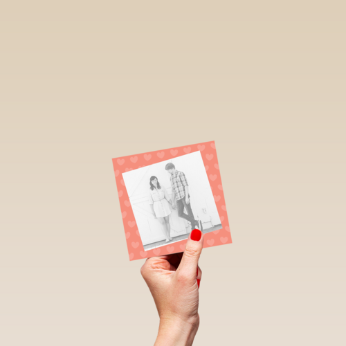 fotokaart vierkant blanco simpel hartjes achtergrond