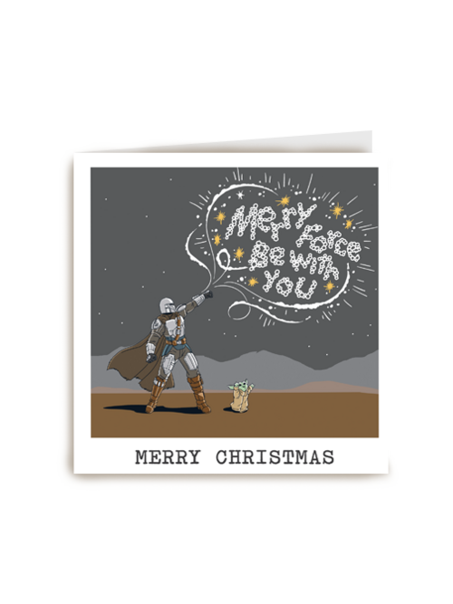 Starwars grogu Mandalorian grappige kerstkaart