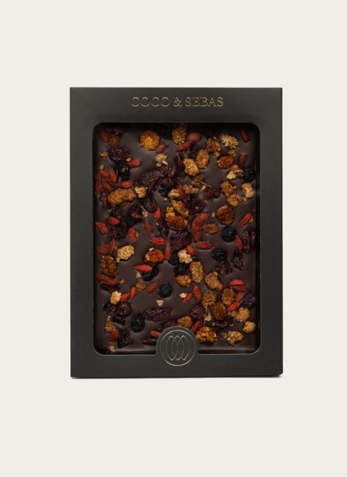 Coco Sebas Pure Chocolade Tablet Met Noten En Bessenmix | Coco Sebas Cadeau Chocolade |